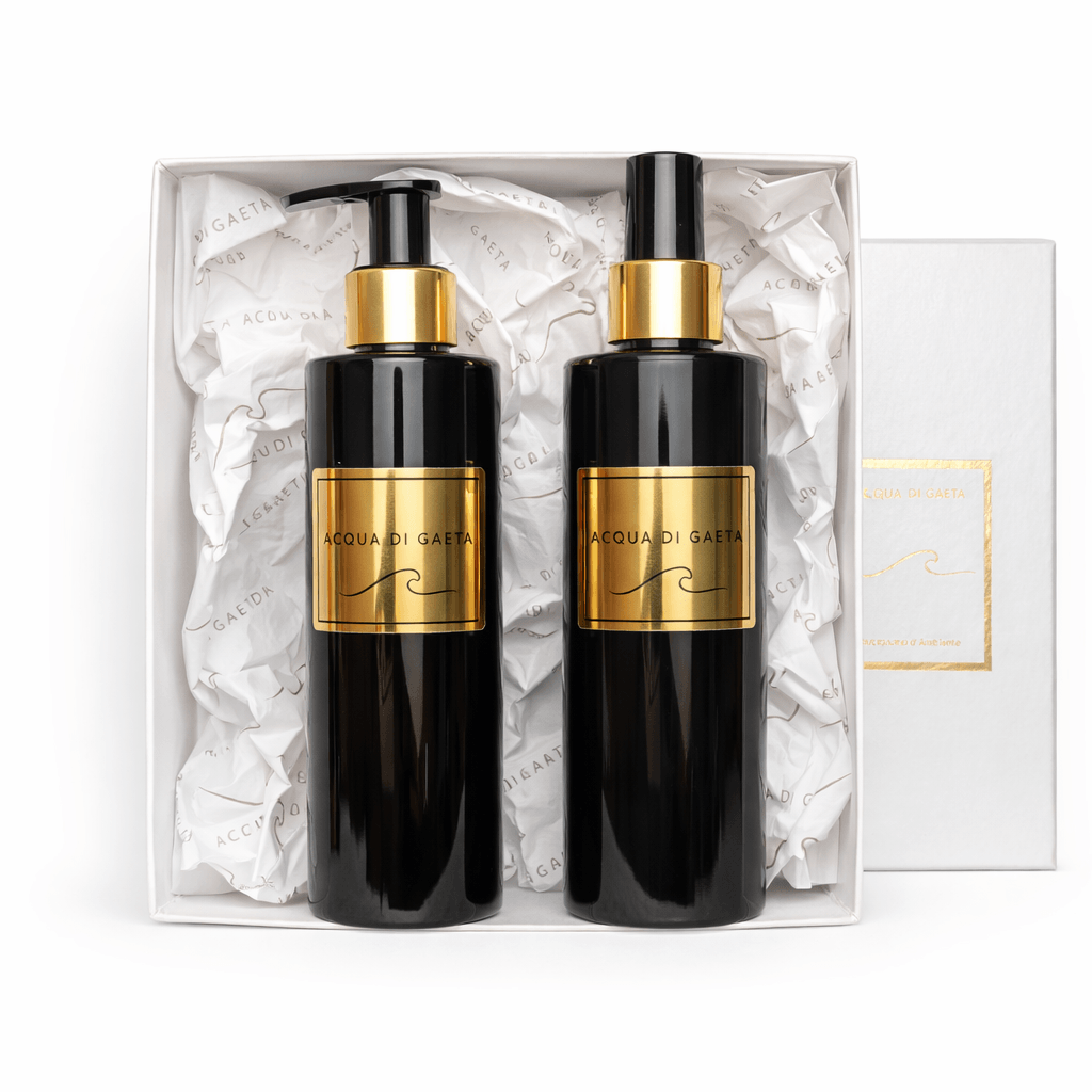 Box Regalo Acqua di Gaeta — Shampoo Doccia & Crema Corpo 200 ml in elegant packaging.
