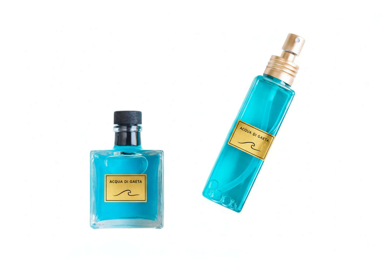 Linea Gift Acqua di Gaeta - 100 ML bottles showcasing the refreshing fragrance with vibrant blue liquid.