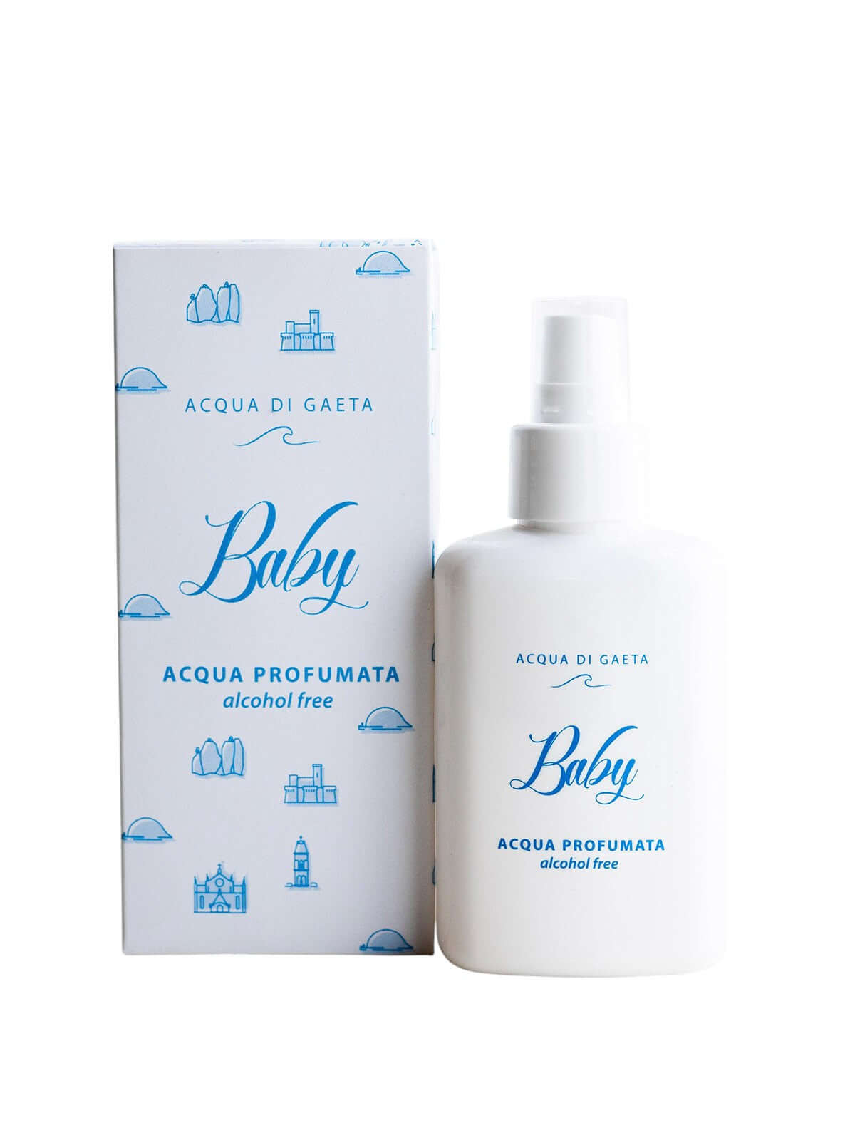 Acqua di Gaeta — Acqua Profumata Baby 100 ml bottle and packaging with alcohol free label.