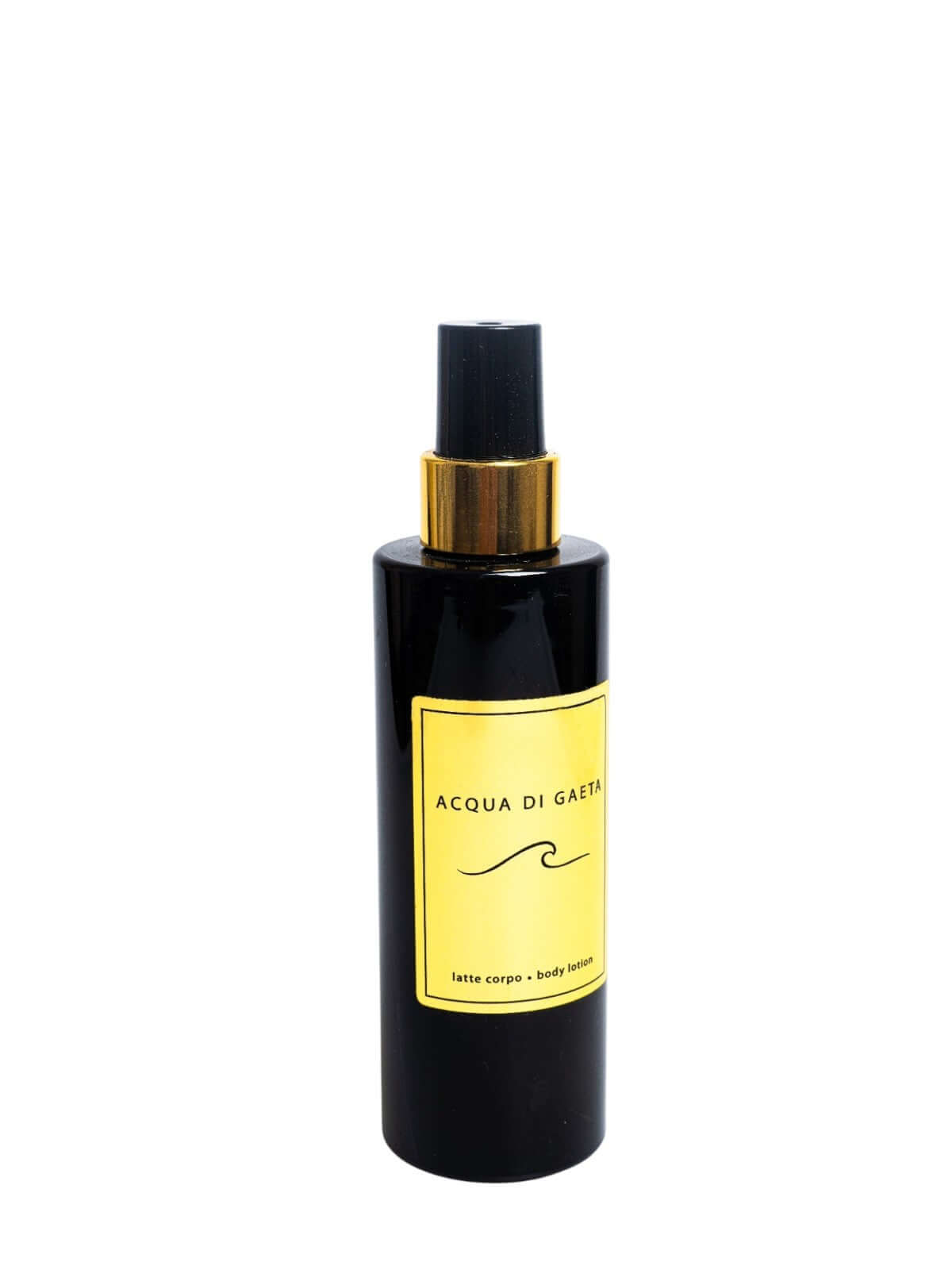 Acqua di Gaeta — Latte Corpo 200 ml bottle with elegant black design and gold accents.